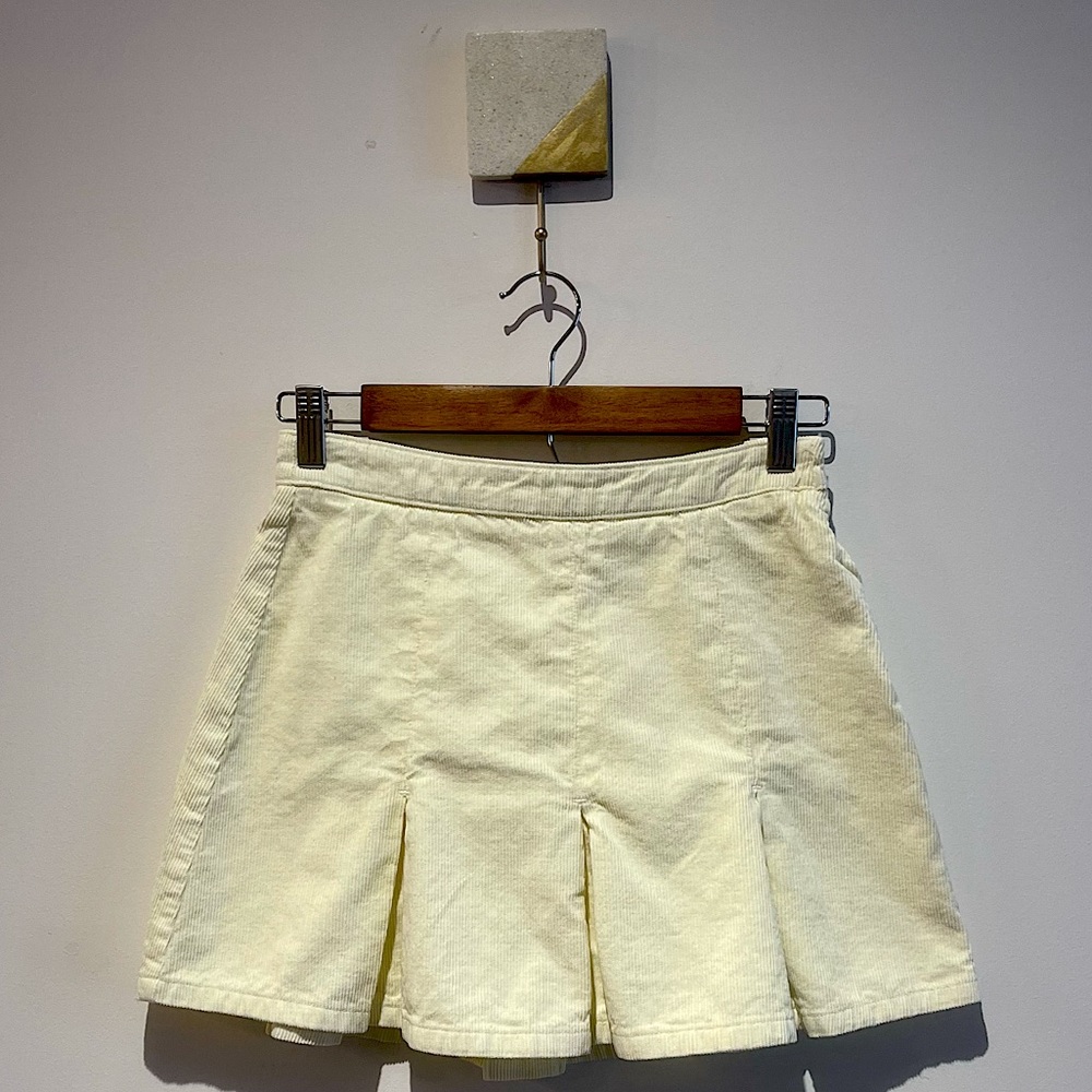 Urban Outfitters BDG Corduroy Pleated Mini Skirt Cream